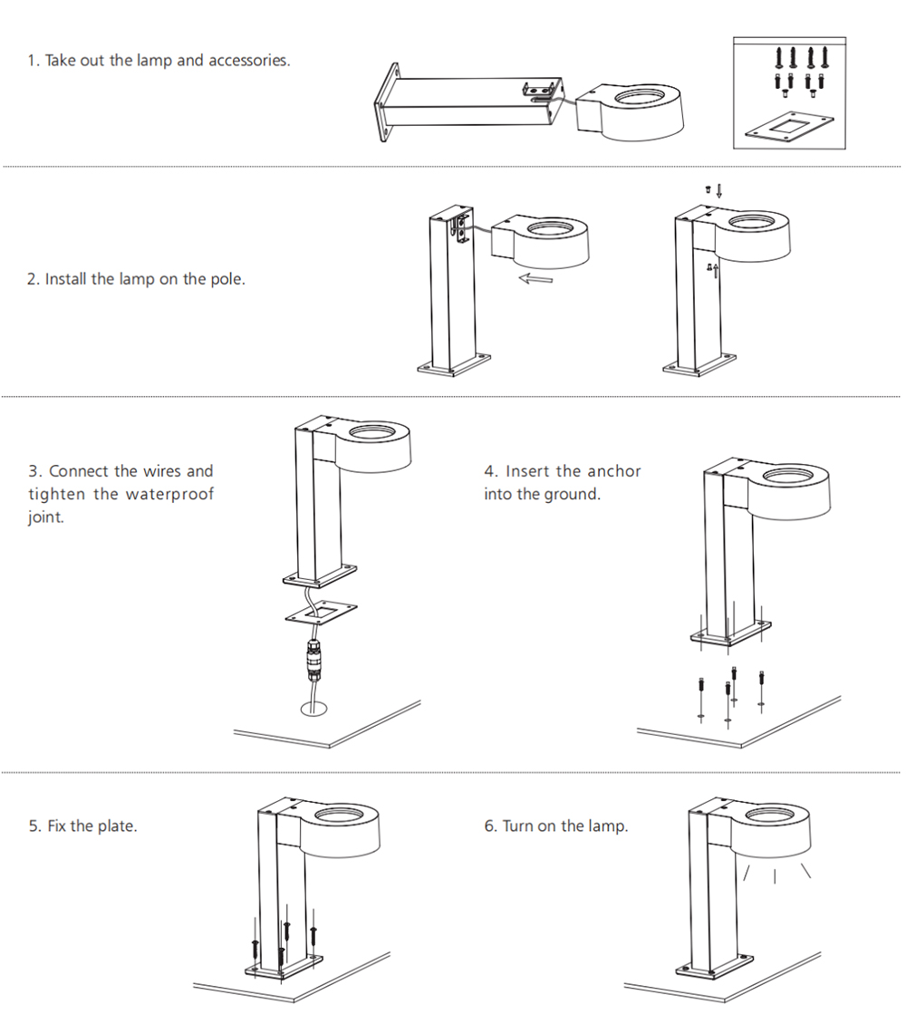 install the lamp on the pole NL182