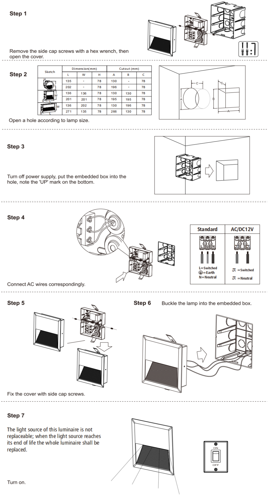 recessed mounted step light installation guide